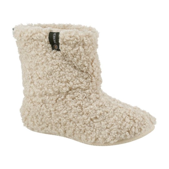 VERBENAS Yaiza Curly Hüttenschuhe, Homeslipper, Schlupfboots, Hausschuh in Kuschel-Optik