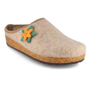 Tuffeln Blumig Filz-Pantoffeln Damen Clogs vegane Hausschuhe Hausschuh mit Korkfußbett