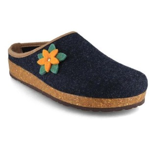 Tuffeln Blumig Filz-Pantoffeln Damen Clogs vegane Hausschuhe Hausschuh mit Korkfußbett