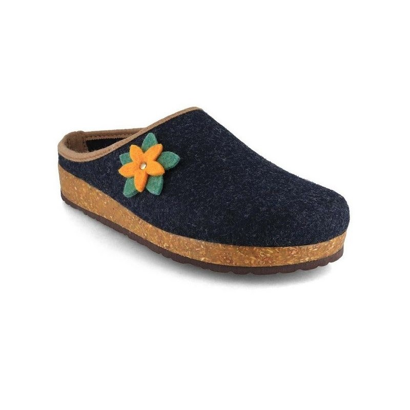 Tuffeln Blumig Filz-Pantoffeln Damen Clogs vegane Hausschuhe Hausschuh mit Korkfußbett