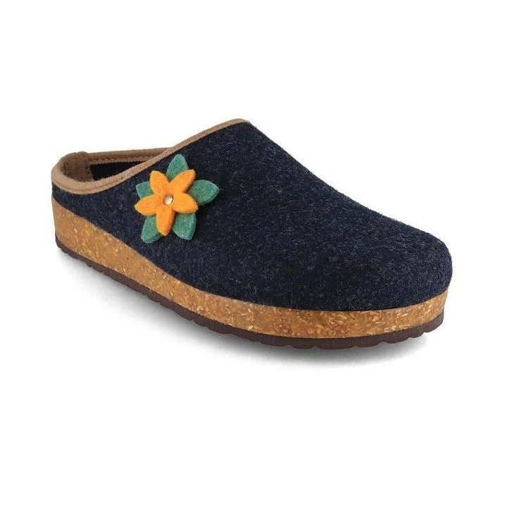 Tuffeln Blumig Filz-Pantoffeln Damen Clogs vegane Hausschuhe Hausschuh mit Korkfußbett