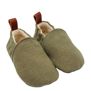 POLOLO Pololo Hausschuhe Barfußschuhe Krabbelschuhe Biobaumwolle Uni Grün Krabbelschuh