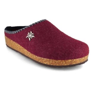 Tuffeln Edelweiß Filz-Pantoffeln vegane Clogs mit Edelweiß Applikation Hausschuh mit Kork-Latex-Fußbett