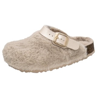Fischer-Markenschuh Shetland Pantoffel aus Plüsch, mit gepolstertem Fußbett, Riemen nach hinten verstellbar