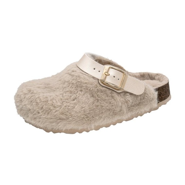 Fischer-Markenschuh Shetland Pantoffel aus Plüsch, mit gepolstertem Fußbett, Riemen nach hinten verstellbar