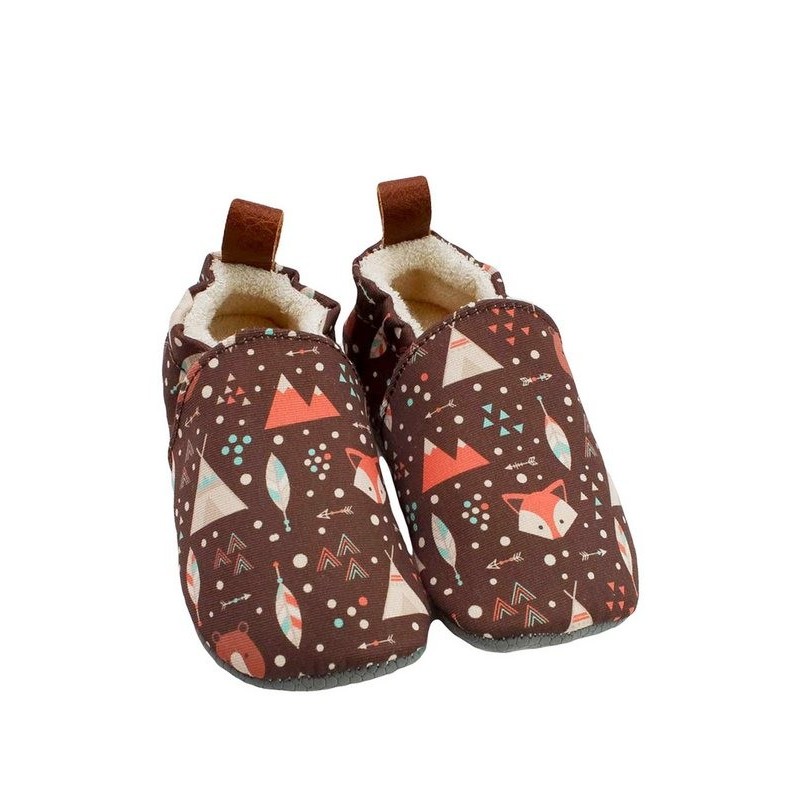 POLOLO Pololo Hausschuhe Barfußschuhe Krabbelschuhe Seaqual Uni Fuchs Krabbelschuh