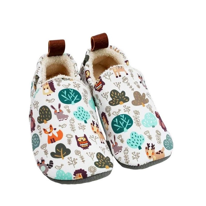 POLOLO Pololo Hausschuhe Barfußschuhe Krabbelschuhe Seaqual Wald Uni Krabbelschuh