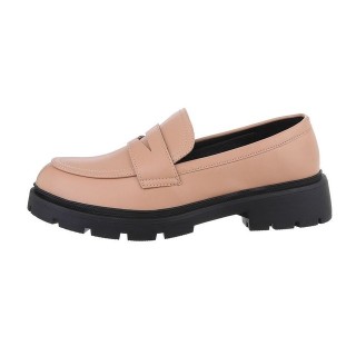 Ital-Design Damen Mokassins Freizeit Slipper (85960541) Blockabsatz Mokassins in Hellbraun