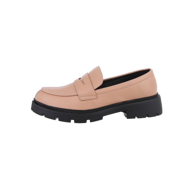 Ital-Design Damen Mokassins Freizeit Slipper (85960541) Blockabsatz Mokassins in Hellbraun