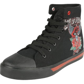 Rock Rebel by EMP - Rock Sneaker high - Sneaker with Old School Print - EU37 bis EU40 - für Damen - Größe EU37 - schwarz