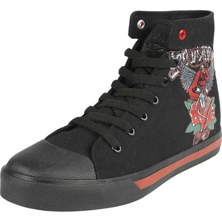 Rock Rebel by EMP - Rock Sneaker high - Sneaker with Old School Print - EU37 bis EU40 - für Damen - Größe EU37 - schwarz