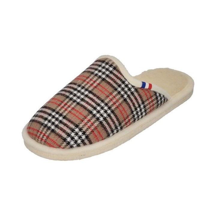 espadrij l´originale CHAUSSON WOOLCHECK Hausschuh Sable Check Small