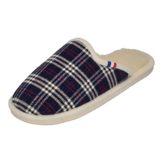 espadrij l´originale CHAUSSON WOOLCHECK Hausschuh Marine Check Small