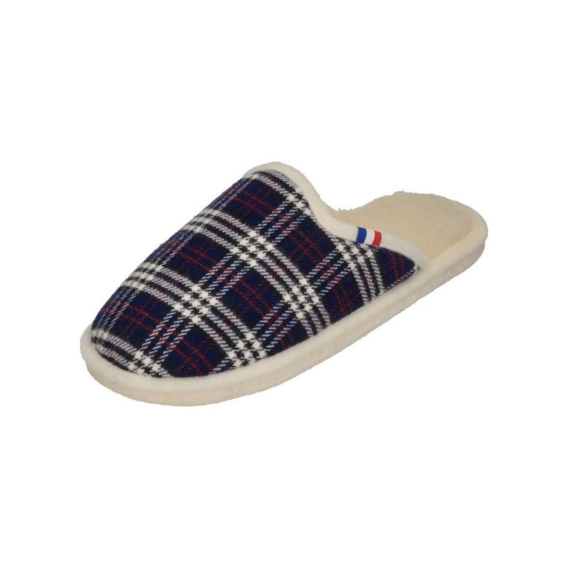 espadrij l´originale CHAUSSON WOOLCHECK Hausschuh Marine Check Small