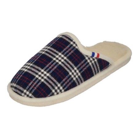 espadrij l´originale CHAUSSON WOOLCHECK Hausschuh Marine Check Small