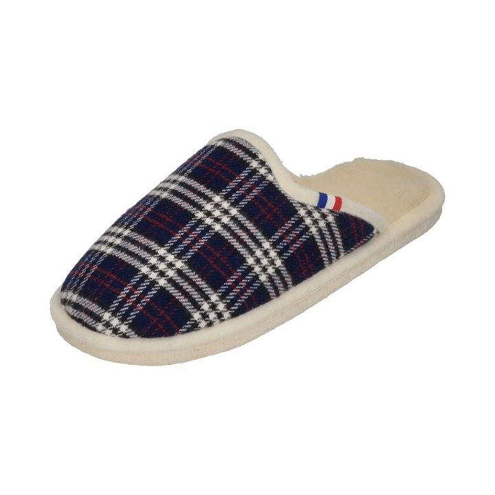 espadrij l´originale CHAUSSON WOOLCHECK Hausschuh Marine Check Small