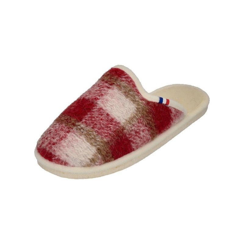 espadrij l´originale CHAUSSON WOOLCHECK Hausschuh Rouge Check Big