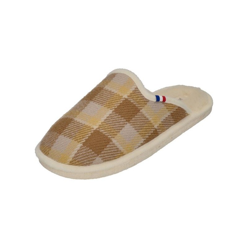 espadrij l´originale CHAUSSON WOOLCHECK Hausschuh jaune Check Small