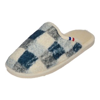 espadrij l´originale CHAUSSON WOOLCHECK Hausschuh Marine Check Big