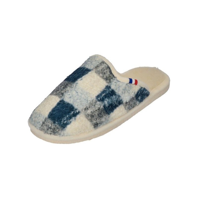 espadrij l´originale CHAUSSON WOOLCHECK Hausschuh Marine Check Big