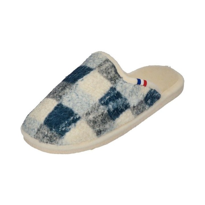espadrij l´originale CHAUSSON WOOLCHECK Hausschuh Marine Check Big