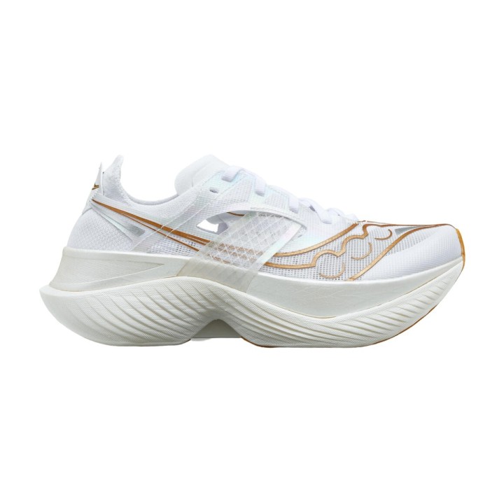 Saucony Endorphin Elite Laufschuhe Weiß Gold AW23, Größe 42 - EUR