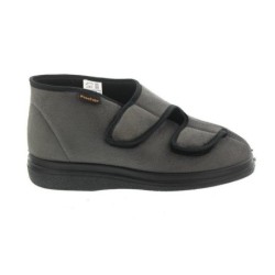 Fischer-Markenschuh Fischer Damen-Klett-Hausstiefel, Velouran, Frotteefutter, Wechselfußbe Hausschuh