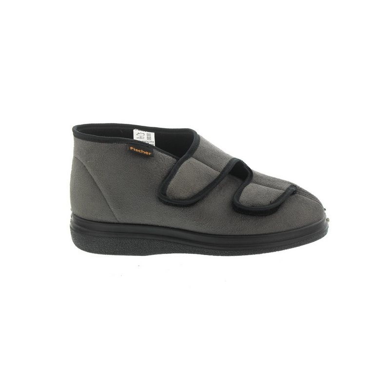 Fischer-Markenschuh Fischer Damen-Klett-Hausstiefel, Velouran, Frotteefutter, Wechselfußbe Hausschuh