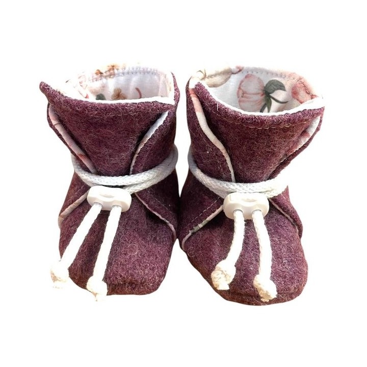 Taschen4life Baby Schuhe Wollwalk brombeere/cassis Krabbelschuh Babyschuhe, handmade by kennydoo, Kleinkinder Walkschuhe