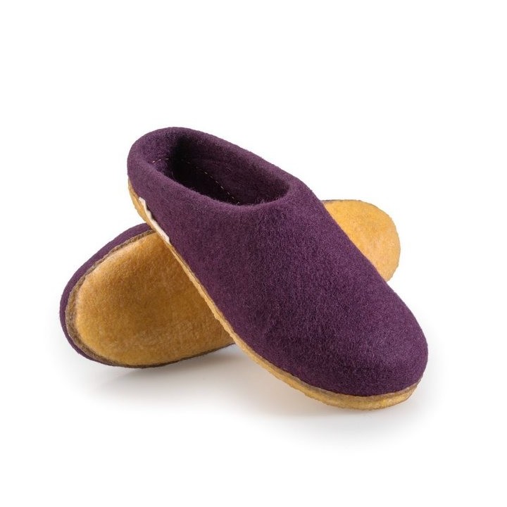 naturling Damen Slipper Hausschuh (flache Pantoffel mit) rutschfeste Kautschuksohle
