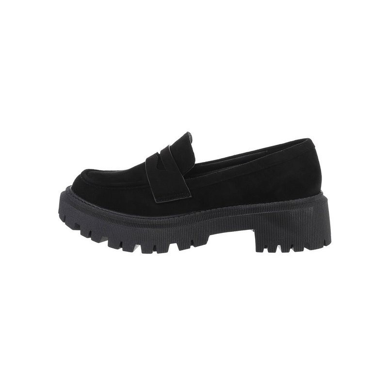 Ital-Design Damen Mokassins Freizeit Slipper (84018708) Blockabsatz Mokassins in Schwarz