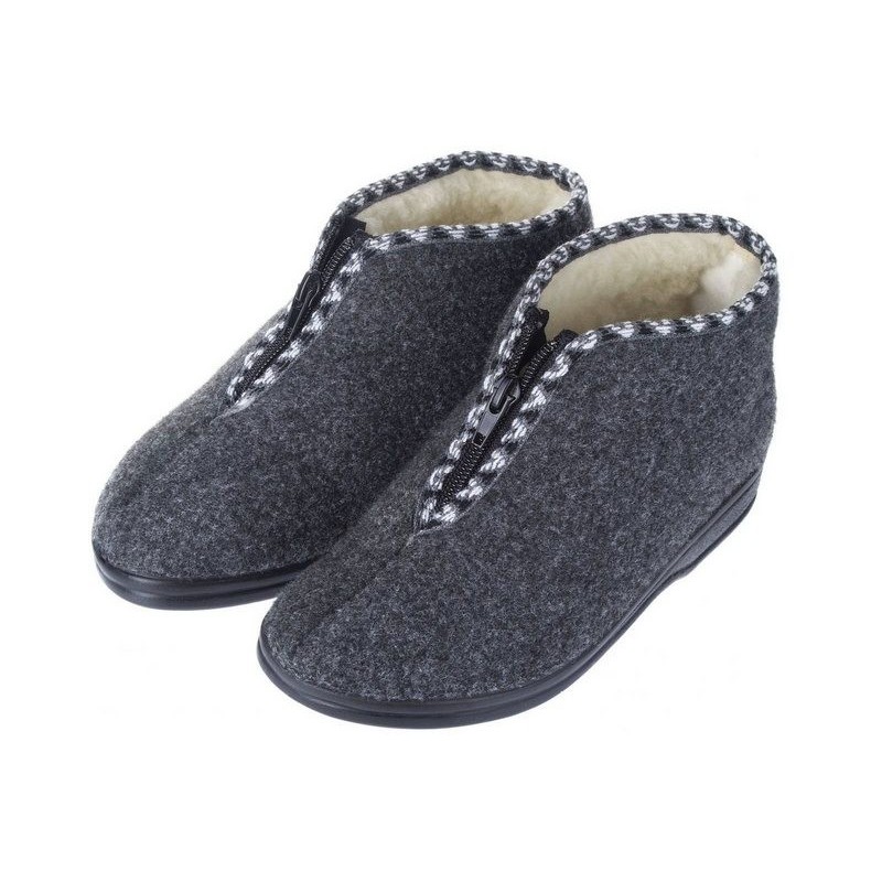 zelbut Damen Winter Filz Hausschuhe Schafwolle Hausstiefel Hüttenschuhe Reißverschluss