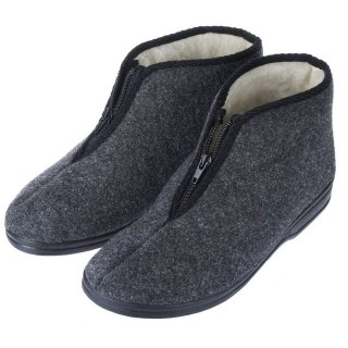 zelbut Herren Winter Filz Hausschuhe Schafwolle Hausstiefel Hüttenschuhe Reißverschluss