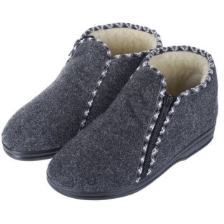 zelbut Damen Winter Filz Hausschuhe Schafwolle Hausstiefel Hüttenschuhe Reißverschluss