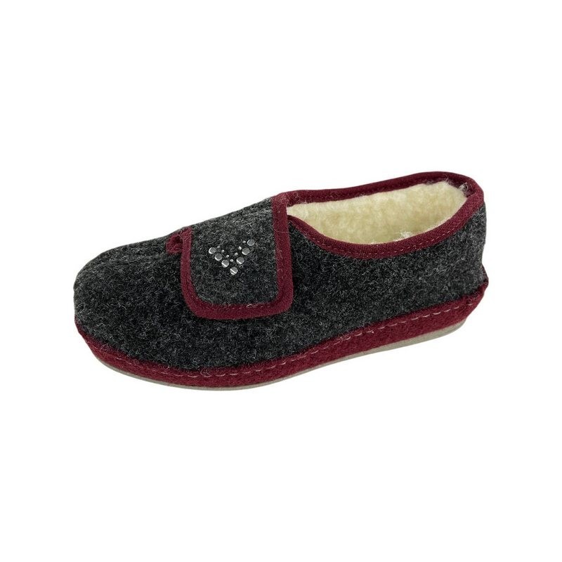 SCHAWOS Schawos Damen Hausschuh 2064-3 bordo/anthrazit Hausschuh