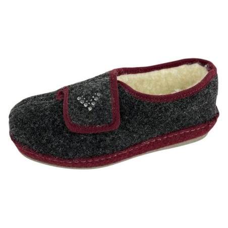 SCHAWOS Schawos Damen Hausschuh 2064-3 bordo/anthrazit Hausschuh