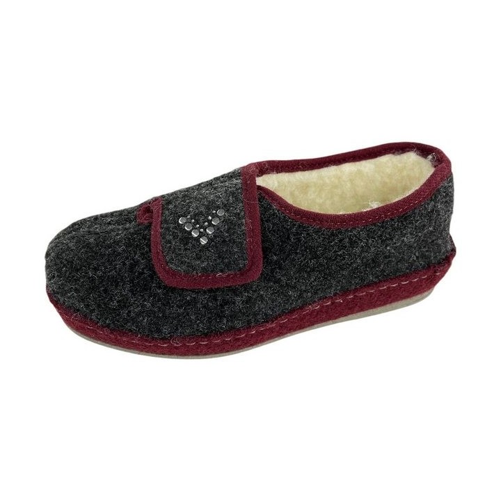 SCHAWOS Schawos Damen Hausschuh 2064-3 bordo/anthrazit Hausschuh