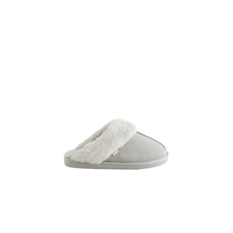 Next Veloursleder-Pantoffeln mit Kunstfell Hausschuh (1-tlg)