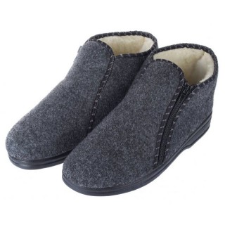 zelbut Herren Winter Filz Hausschuhe Schafwolle Hausstiefel Hüttenschuhe Reißverschluss