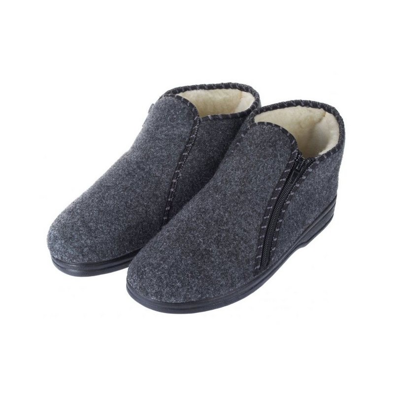 zelbut Herren Winter Filz Hausschuhe Schafwolle Hausstiefel Hüttenschuhe Reißverschluss