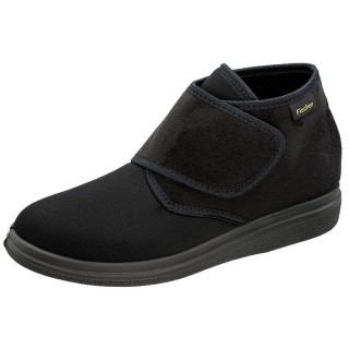 Fischer-Markenschuh Ortho Hausstiefel aus Velour mit Stretch, mit Frotteefutter, Einlegesohle herausnehmbar