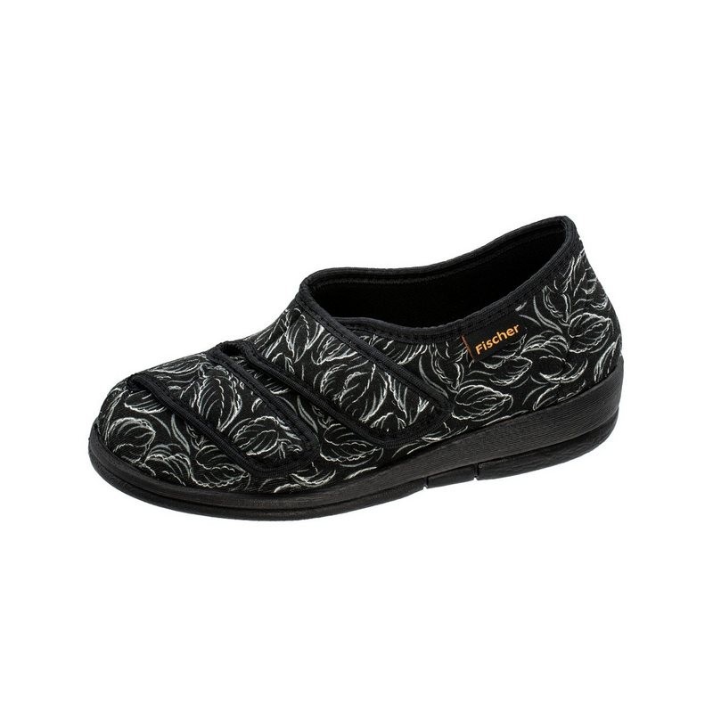 Fischer-Markenschuh Dora Hausschuh zum Schlupfen, Microstretch, Weite H, Kettverschlüsse