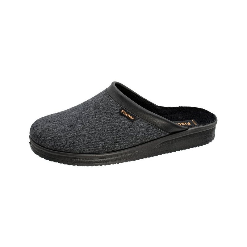 Fischer-Markenschuh Andy Pantoffel aus Jeansleinen, mit Frotteefutter