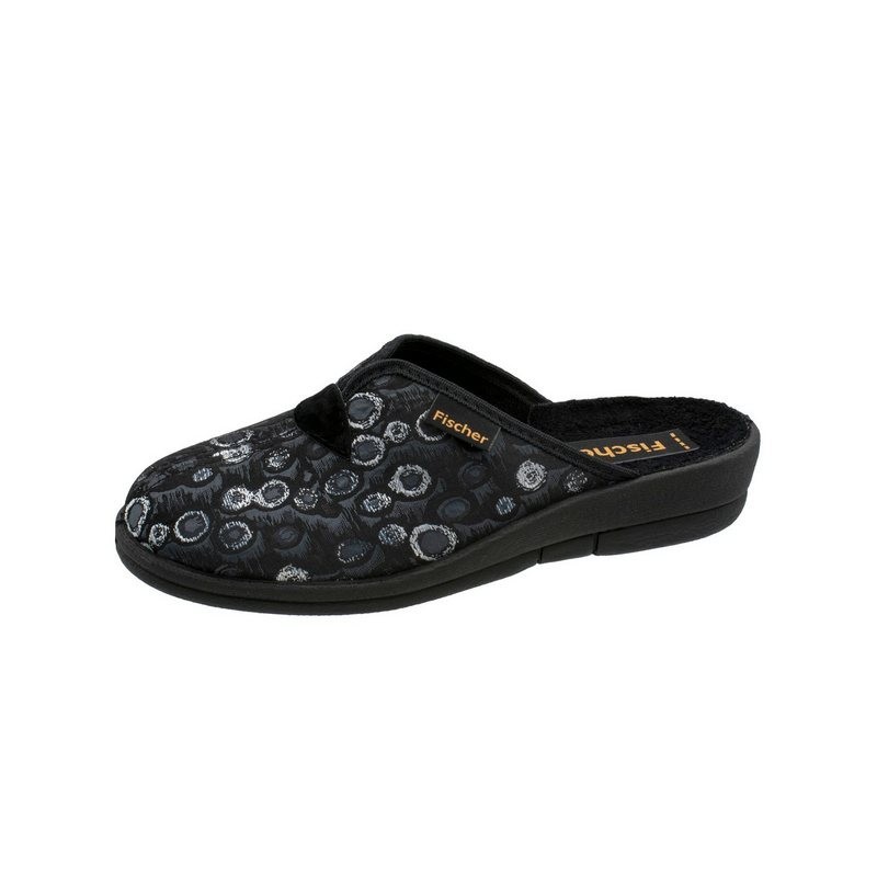 Fischer-Markenschuh Dora Pantoffel mit Frotteefutter, Weite H, V-Schnitt