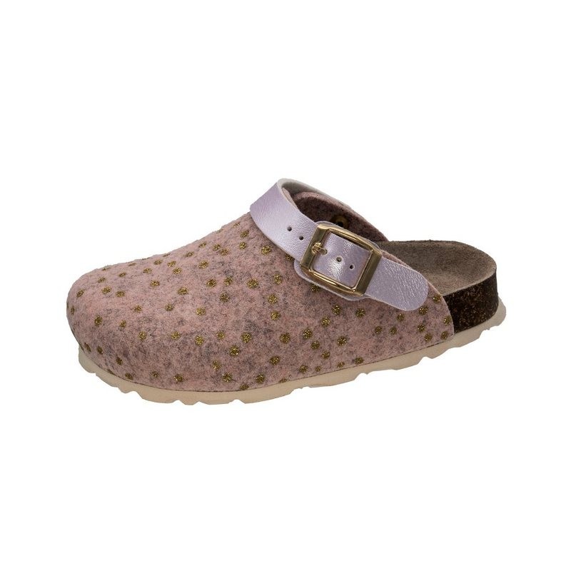 Fischer-Markenschuh Shetland Pantoffel aus Filz, Riemen nach Hinten klappbar, mit gepolstertem Lederfußbett