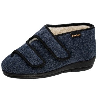 Fischer-Markenschuh Dora Hausschuh Filz, Weite H, Klettverschluss, Schurwollfutter