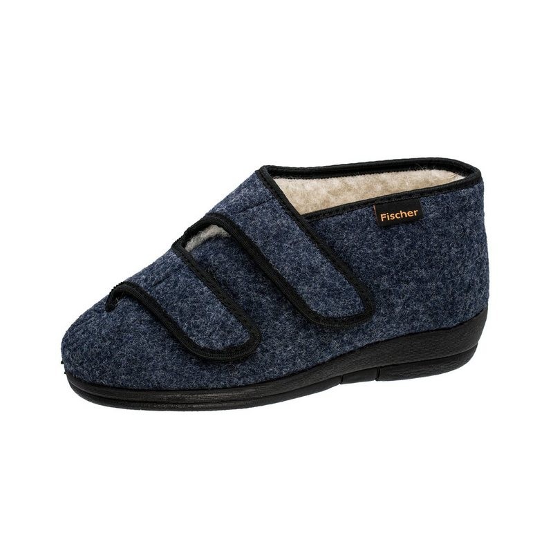 Fischer-Markenschuh Dora Hausschuh Filz, Weite H, Klettverschluss, Schurwollfutter