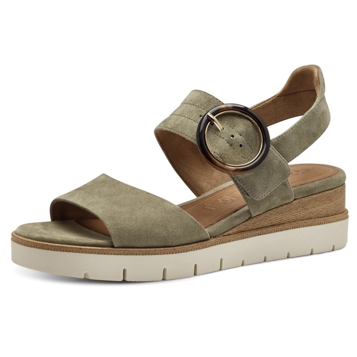 Damen  Sandalen  1-28206-42 Grün 762 Sage Uni Leder 37