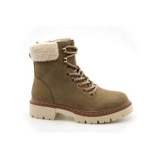 Sonderpostendiscount Damen Boots Khaki gefüttert KA23-226 Bootsschuh
