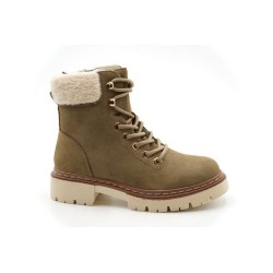 Sonderpostendiscount Damen Boots Khaki gefüttert KA23-226 Bootsschuh